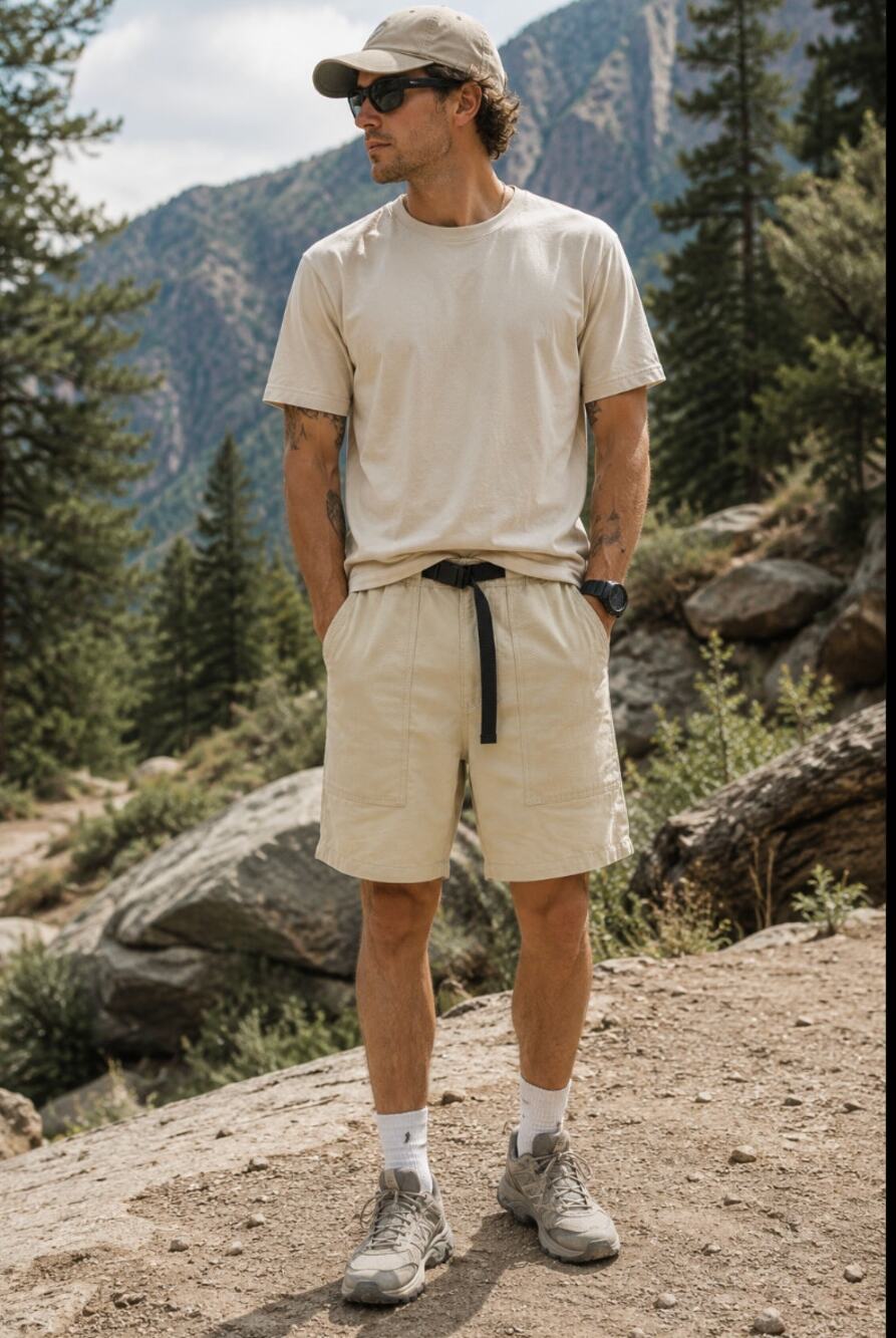 NWT Zara Relaxed Fit Men's Cargo Shorts Cream Active Travel Outdoors Gorpcore S